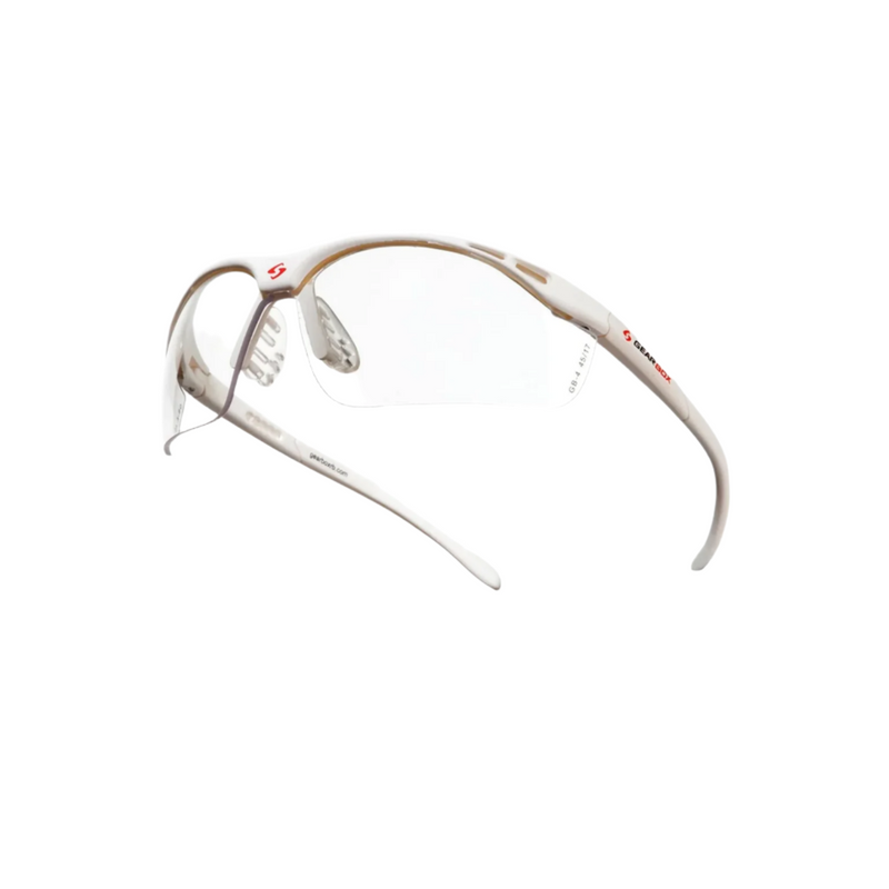 Gearbox Slim Fit Clear Lens White Frame Protective Eyewear